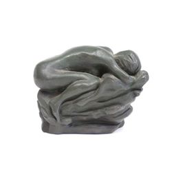 Mid century bronze "Nude Resting on a Rock"