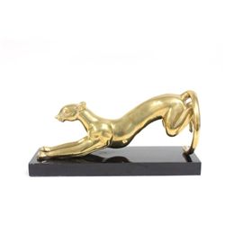 Brass "Cougar" on black base