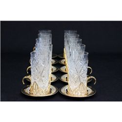 Set of 10 Russian cut crystal iced tea glasses