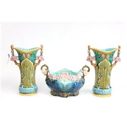 3 piece Majolica console set