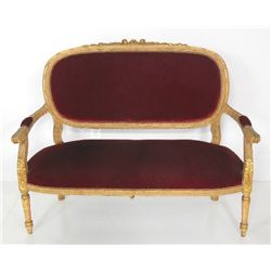 1920 French Sofa with Red Fabric