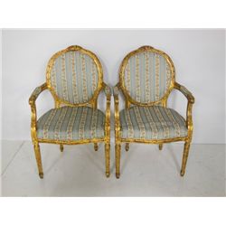 Pair Louis XVI gilt fauteuils