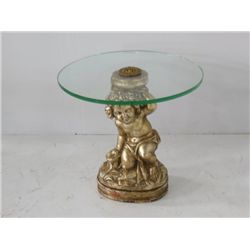 Carved gilt lamp table with "Putti" base
