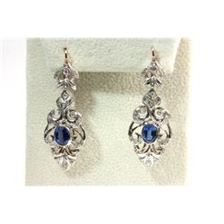 14kt gold, diamond & sapphire Russian earrings
