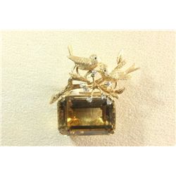 14kt gold, diamond & topaz "Bird" pin