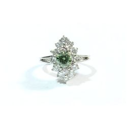 18kt gold, diamonds & green diamond ring