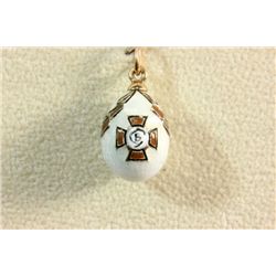 Russian silver white enamel egg