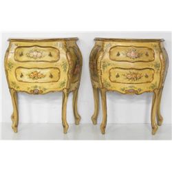 Circa 1900 Venetian pair of handpainted commodes