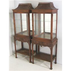 Pair mahogany Chippendale style curio