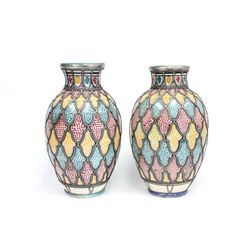 Pair antique Persian ceramic vases