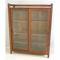 Mission Oak Bookcase with Sliding Doors