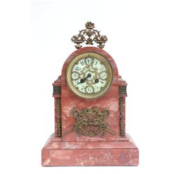 Tiffany & Co. rouge marble bronze mantle clock