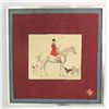 Image 2 : Print on silk "Horse & Rider with Dogs"