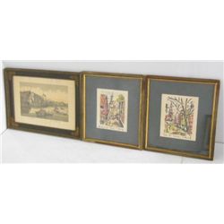 Colored engraving with pair lithographs