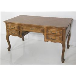 Parquetry oak desk with drawers