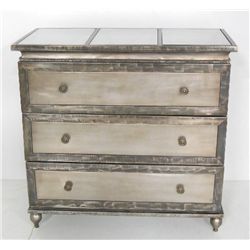 Industrial steel dresser with glass top