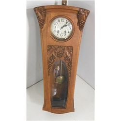 French oak art nouveau wall regulator clock