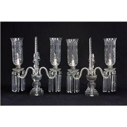 Pair 2 arm crystal candelabrum