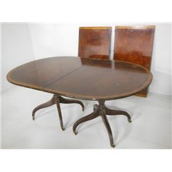 Banded double pedestal dining room table