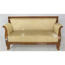 19thc. Antique Pollard Oak Bedermier Loveseat