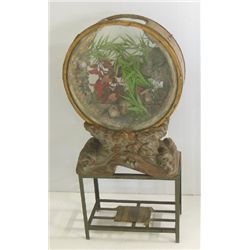 Wooden Carved Aviary/fish bowl on Stand