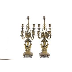 Pair late 19th c. bronze figural candelabrum