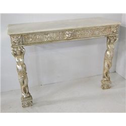 Paint Decorated Figural Marble Top Console Table