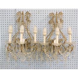 Pair crystal sconces