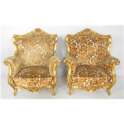 Pair of gilt wood late 18thc style bergeres