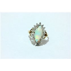 14kt gold, diamond & opal ring