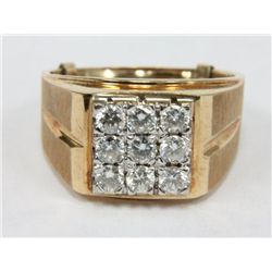 14kt. Yellow Gold Men's Ring with 9 Diamonds