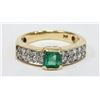 Image 1 : 14 kt. Yellow Gold Emerald and Diamond Ring
