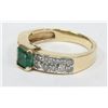 Image 2 : 14 kt. Yellow Gold Emerald and Diamond Ring