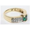 Image 3 : 14 kt. Yellow Gold Emerald and Diamond Ring