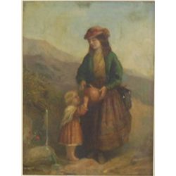 Oil painting of "Mother & Child at Spring"