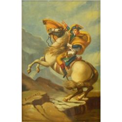 20th c. Painting on Porcelain 'Napoleon on Horse'