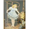 Image 1 : 20th c. Painting on porcelain 'Girl & 3 Dogs'