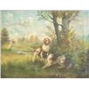 Image 1 : L.G. Moyer framed oil on canvas "2 Hunting Dogs"