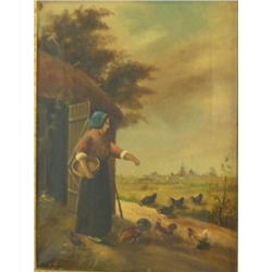 19th c. gilt framed Dutch oil painting signed JGS