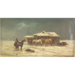 C. Wolff gilt framed oil on canvas