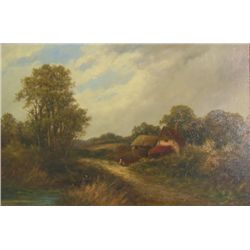 F. Walters gilt framed oil on artist board