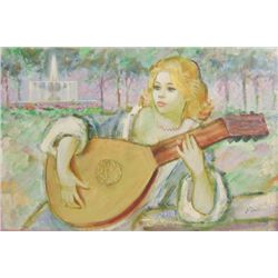 Fiedler oil painting "Girl Playing Mandolin"