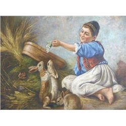 Oil painting on canvas signed Peskegeza