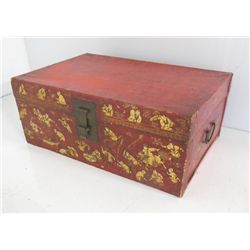 Chinese Red Leather Decorated Trunk