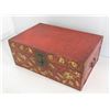 Image 3 : Chinese Red Leather Decorated Trunk