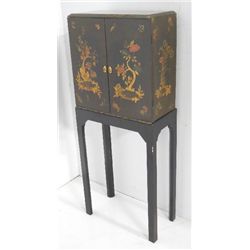Chinese 2 door lacquered cabinet on stand