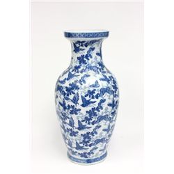 Chinese Blue and White Butterfly Vase signed