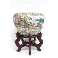 Chinese Rose Canton Planter Signed