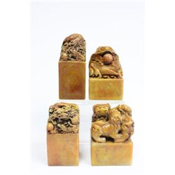 4 Carved stone stamps