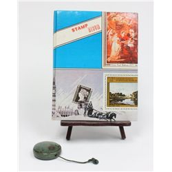 Chinese stamp book & folding glasses with case